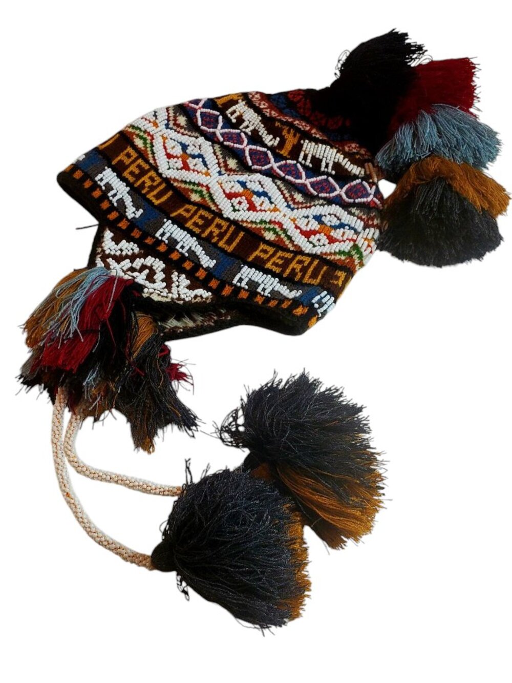 Andean Beanie Chullo Hat— Unisex Earflap Colorful Tassels